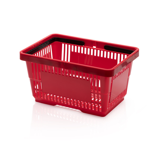 Koszyk na zakupy z 2 uchwytami, czerwony
