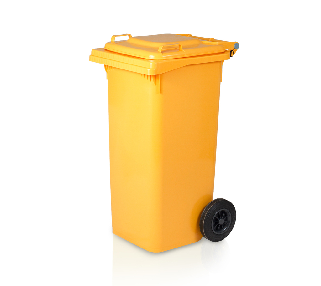 Kosz na śmieci 120 l żółty