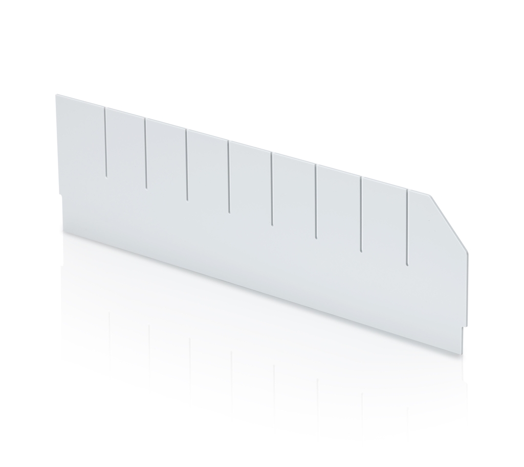 Podłużna przegroda z wycięciami do regałowego pojemnika magazynowego - 50x14 cm