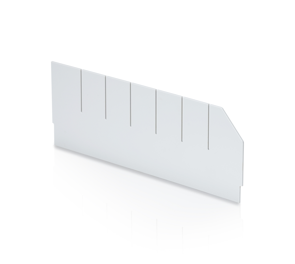 Podłużna przegroda z wycięciami do regałowego pojemnika magazynowego- 40x14 cm